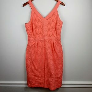 Coral peach sleeveless eyelet 100% cotton dress